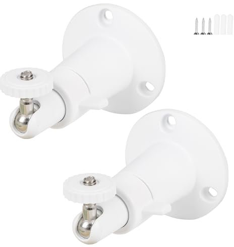 Fuworance 2Pcs Camera Mount Bracket Adjustable Indoor Outdoor Wall Security Mount Support Holder Compatible with Ring Stick Up Cam/EufyCam 2C Pro/Arlo Pro/Ultra/Wyze Cam Pan with 1/4 Screw (White)