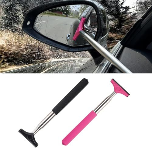 Fokroin 2 Piezas Rasqueta Limpiacristales, Limpiaparabrisas Retráctil, Rasqueta Limpiacristales para Espejos Laterales, Ajustable 21cm a 98 cm, Apto para Todos Los Vehículo