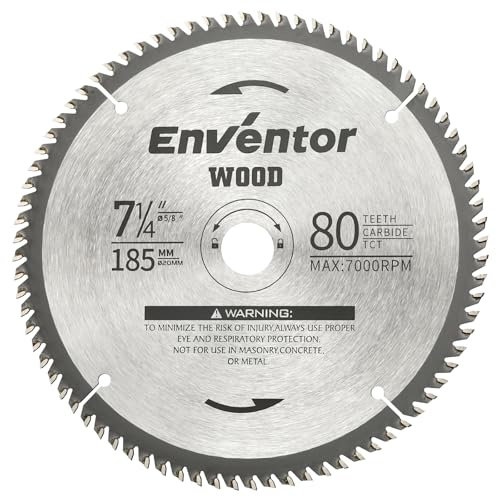 Enventor Circular Saw Blade, 185mm* 20mm Bore *80T, TCT Circular Saw Fine Cutting Wood Saw Blade, Compatible with 76332L, 76343L, 76301, SGCS1400