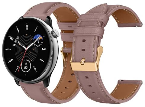 LanQii 20mm Leder Armband für Amazfit Active 2/Active/Bip 3/Bip 3 Pro/Bip/Bip S Uhrenarmband, Weiches Leder Ersatzarmband für Amazfit GTR Mini/GTR 42mm/GTS 4/GTS 4 Mini/GTS 3/GTS 2 - Rosa
