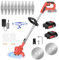 21V Electric Weed Trimmer 4 in 1 Cordless Grass Trimmer, 84-120cm Telescopic Pole Cordless Lawn Trimmer with Adjustable Handle and 21pcs Accessories Grass Edger for Yard/Flower/Trees (2x1500mAh, Red)