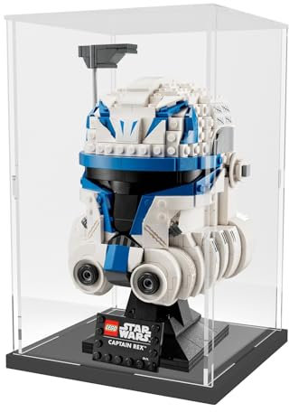 Nynelly Acryl-Vitrine für Lego Star Wars Helm für Lego Captain Rex Helm für Lego Vitrine für Modelle, Figur zusammenbauen, staubdicht, verdickte, transparente Displaybox (schwarz)
