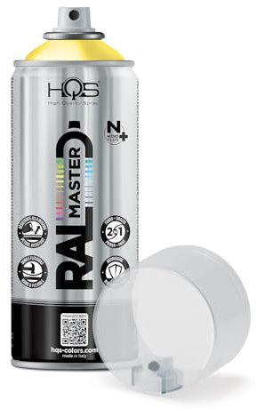HQS RAL MASTER Bomboletta di Vernice Spray 400ml Nitro Colori Ral (1, Ral 1021 Giallo Cadmio Lucido)