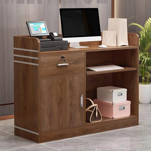 Empfangstisch mit abschließbarer Aufbewahrung, Tastaturablage und Schrank für Büro und Ladentheke