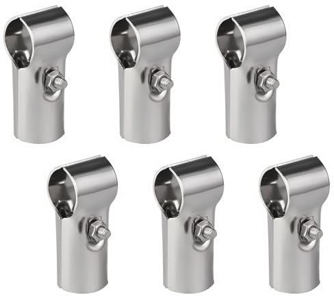 6 connettori a T da 25 mm, connettori per tubi strutturali, morsetti per recinzione, in acciaio inox regolabile con viti, dadi per recinzioni e ringhiere