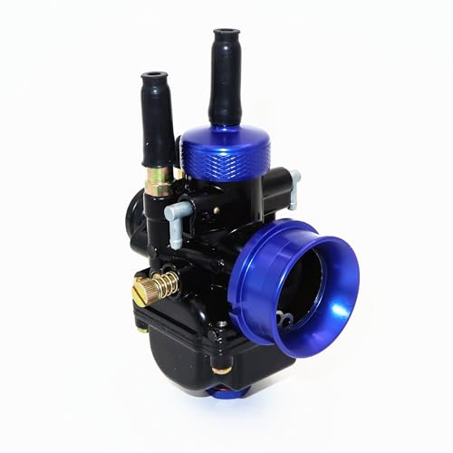 PHBG Vergaser, 17 mm/19 mm/21 mm, kompatibel mit Minarelli Keeway Peugeot Piaggio 2-Takt-Scooter-Motoren, Gold/Rot/Blau (Blau, 17 mm)