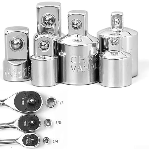 6 Stück Druckluft-Ratschen-Steckschlüssel-Reduzierstücke, robuste Adapter für 1/2, 3/8 und 1/4-Zoll-Antriebe (1 x 1/2 Zoll auf 3/8 Zoll Steckschlüsseladapter)