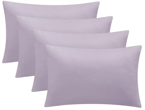 Tifschlaf Pillow Cases 4 Pack - Lavender Pillowcases Plain Pack of 4, Super Soft Brushed Microfiber Standard Queen Pillow Covers With Envelope Closure, 50x75 cm
