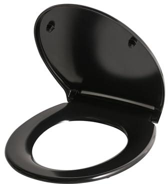 Sedile per wc minimalista finitura lucida 45 x 37 cm Distanza tra i fori 16 cm Chiusura morbida a sgancio rapido Duroplast nero