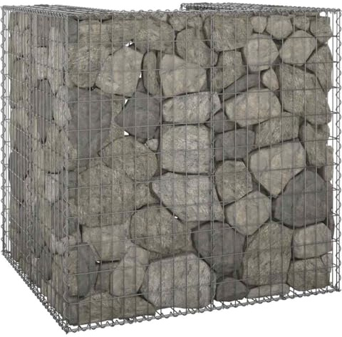 INLIFE Mur en Gabion pour Poubelle Acier galvanisé 110x100x110 cm
