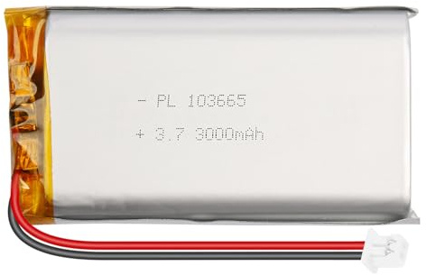 Batteria ai polimeri di litio da 3,7 V, 3000 mAh, 103665,1S, con protezione PCM, Micro JST 1,25 mm, spina a 2 pin, per ESP32 Arduino NodeMCU & Miyoo Mini V4/Mini Plus
