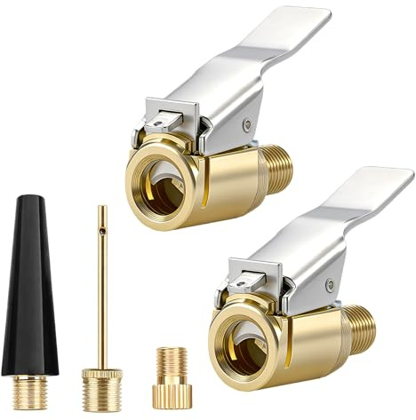 Dargkwn Kit Adaptateur de Valve Vélo pour Pompe à Air Portable, Embout Gonflage Pneu Voiture, Adaptateur Presta Schrader, Aiguille Ballon, Laiton, 5 Pièces
