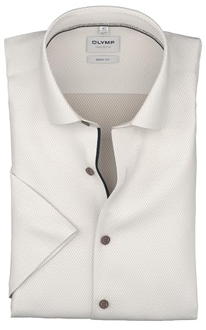 OLYMP Herren Oberhemd Langarm 200312,Einfarbig,Level 5 Body fit,Kent-Kragen,Natur 22,39