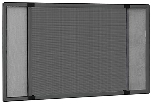 Runheo Zanzariera estensibile per finestra, antracite, 75-143 x 50 cm, con telaio in alluminio e rete in fibra di vetro, montaggio senza fori, per tapparelle