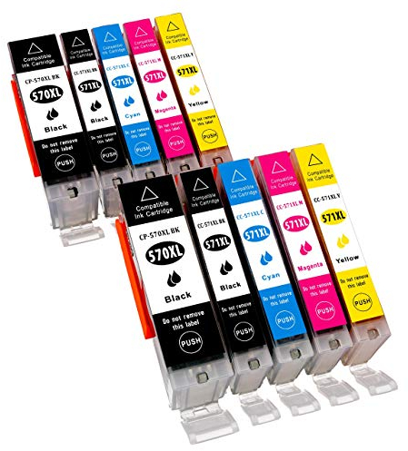 ESMONLINE 10 komp. XL Tintenpatronen als Ersatz zu Canon PGI-570 / CLI-571 für Canon Pixma MG 5700 5750 5751 5752 5753 6800 6850 6851 6852 6853 7700 7750 7751 7752 7753 TS 5050 5051 5053 5055 6050