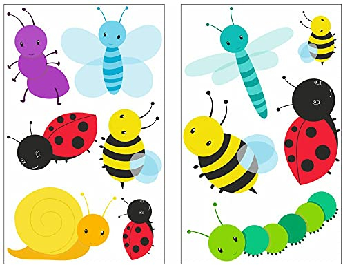 Samunshi® 11x Wandtattoo Süße Käfer Set Wandbilder Kinderzimmer Deko Junge Wandtattoo Kinderzimmer Mädchen Wandsticker Kinderzimmer 2x 16x26cm