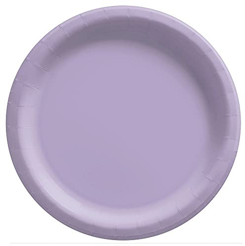 Amscan Lavender Round Paper Plates - 10 (20 Pc) - Perfect for Parties, Picnics, & Everyday Meals