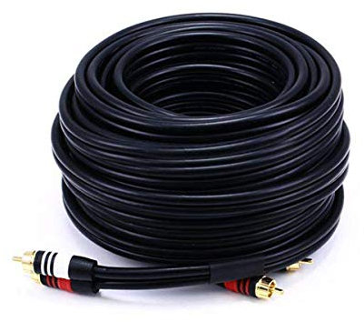 Monoprice Premium Two-Channel Audio Cable - 2 RCA Plug to 2 RCA Plug, Male to Male, 22AWG, 50 Feet, Black