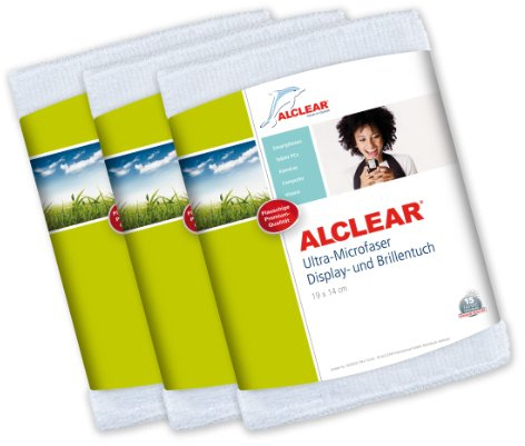 ALCLEAR PREISVORTEIL 3er SetALCLEAR Display Spezialtücher (weiß) aus Ultra-Microfasern für Apple iPhone, iPod, iPad und andere Touchscreen Geräte v. Nokia, Samsung, HTC, Blackberry, LG, Motorola etc. (Tücher)
