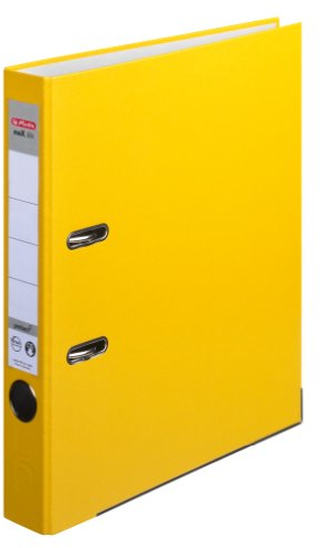 Herlitz 9942640 Ordner maX.file protect A4 5cm gelb, PP-Kunststoffbezug/Papier hellgr.besch. 5er Packung