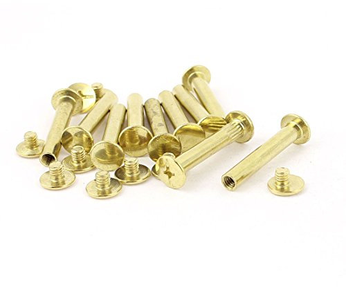 sourcingmap Vis Reliure 5mmx30mm Laitonné Rivet Reliure pour Album Scrapbook 10pcs