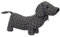 Carousel Home and Gifts Herringbone Fabric Sausage Dog Doorstop 35Cm ~ Black Dachshund Puppy Dog Door Stop