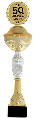 pokalspezialist Pokal 50 Jahre Geschenk zum Geburtstag 38 cm hoch