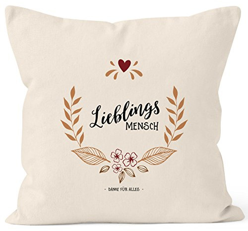 MoonWorks Kissenbezug Lieblingsmensch Geschenk Kissen-Hülle Deko-Kissen 40x40 Baumwolle Natur 40cm x 40cm