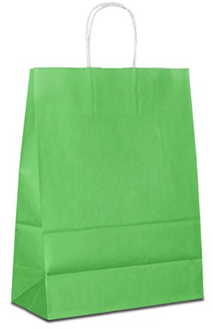 Papiertüten grün mit Kordel-Henkel I 50 Stk. 18+08x22cm I Papiertragetasche für Einzelhandel, Weihnachten, Mitbringsel, TO-GO I Geschenktüten aus Kraftpapier I HUTNER