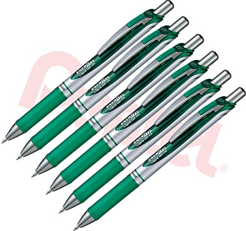 Pentel Gel-Tintenroller EnerGel mit Druckmechanik, 6 Stück, 0.7mm (grün, 6er Pack)