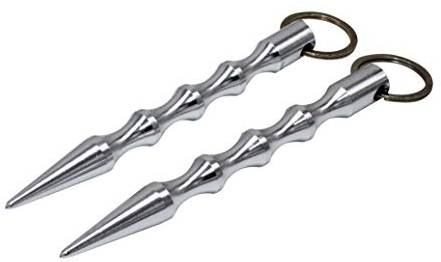 ocona Kubotan, 2 Stück, Selbstverteidigung, Schlüsselanhänger, Notfallhammer (2 x Silber spitz)