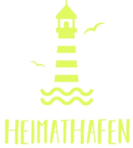 CLICKANDPRINT Aufkleber » Heimathafen Leuchtturm, 40x34,6cm, Neon Gelb • Dekoaufkleber/Autoaufkleber/Sticker/Decal/Vinyl