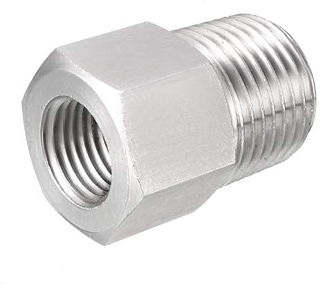 sourcing map Tuyau Raccord Adaptateur 1/2 NPT Mâle à M14x1.5 Femelle Inox Acier pour Eau Huile Air Pression Gauge