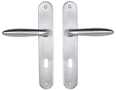 Bricard 984050 Set de Poignées Zamak sur Plaque pour Chambre, Porte Intérieure, Couleur : Argent