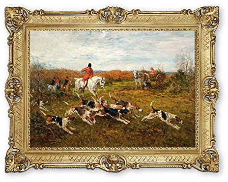 Lnxp Wunderschönes Gemälde 90x70 cm Künstler; J. Emms ´Fuchsjagd ´Bild Bilder Barock Rahmen Antik Repro Renaissance als Gemälde & hochwertige Kunstreproduktion 58B