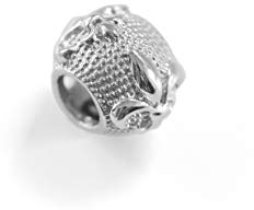 TALISMAN JEWELLERY Charm Kugel mit Blume von LYS in Relief, Silber rhodiniert, für Armband mit Schlangenkette
