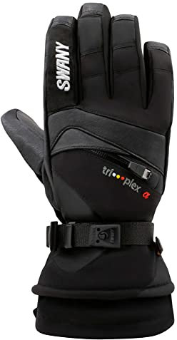 Swany Damen X-Change Sport Feuchtigkeitstransport Schnelltrocknend Warm Langlebig Flexibel Leder Winterhandschuhe Schwarz Groß
