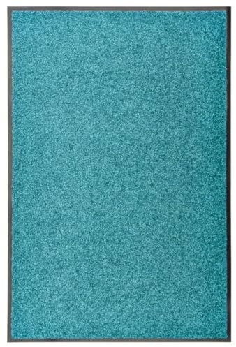 vidaXL Fußmatte Waschbar Schmutzfangmatte Türmatte Fußabtreter Schmutzmatte Schmutzfangläufer Sauberlaufmatte Innen Außen Cyan 60x90cm