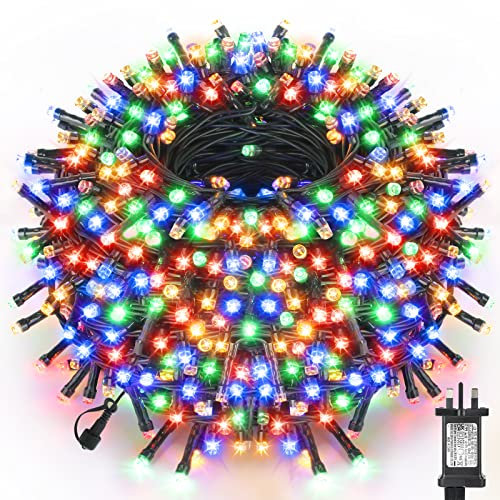 WUJUN 105ft 300 LED Christmas Halloween String Lights, End-to-End Plug 8 Modes Memory Function Outdoor Indoor Fairy Lights Christmas Tree, Garden, Party, Wedding, Holiday, Multi-Colour