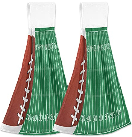 Mnsruu Lovely American Football Field Green Kitchen Towel Home Decor Hanging Towels 2pcs Soft Absorbent Cloth Tie Towels for Bathroom Laundry Room 46,2 x 35,5 cm