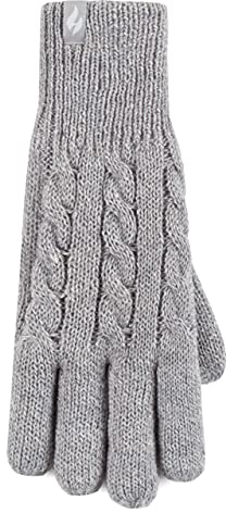 HEAT HOLDERS SOCKSHOP Damen Willow Kabel Handschuhe Packung 1 Hellgrau M-L