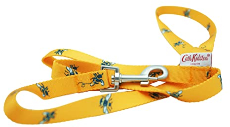 Cath Kidston Hundeleine für kleine Hunde - veganes Leder, Hundeleine mit Bienendruck, weich & langlebig, leicht, verstellbar für kleine Rassen & Welpen, stilvolle Designer-Haustierleine (Gelb, 80 cm)