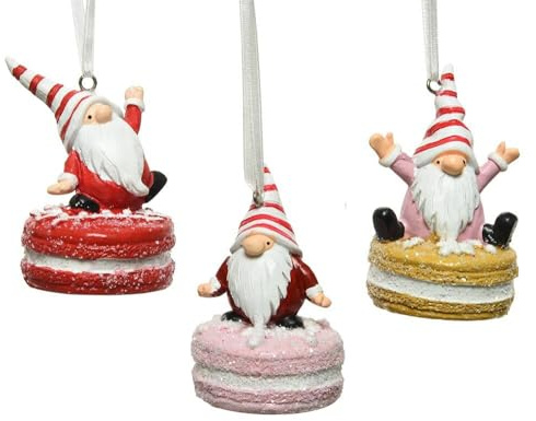 zeitzone Christbaumschmuck Weihnachtswichtel Macarons 3 Stück Christbaumanhänger Zwerge