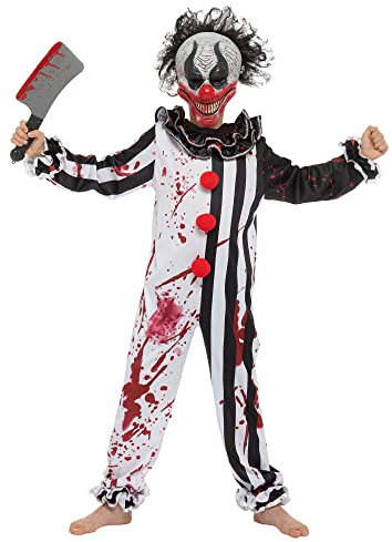 Spooktacular Creations Boy Bleeding Killer Clown Kostüm, Horror Slasher Clown Kostüm für Halloween Dress Up Parties, Scary Theme Party, Killer Clown Role Playing
