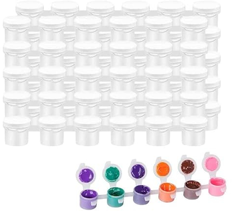 Botes de Pintura Vacíos,Tiras Almacenamiento Pintura,Botes Tazas de Pintura,Tiras de Pintura Vacías,Mini Recipientes de Almacenamiento,Botes Pintura con Tapas,Vasos de Pintura de Plástico,60 Botes