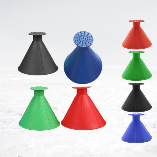WATETTY Ice Scraper, 4 Pack Magical Windshield Ice Scraper for Car, Cone-Shaped Magical Car Ice Scraper with Funnel Car Windshield Snow Removal 2-in-1 Tool for Home