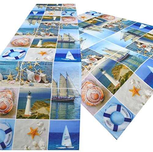 Tischdecke/Mitteldecke/Läufer/Druckmotive/Tischwäsche/Versch. Motive/Maritim/Sommer/Tafeldecke (TW/H 1276, 85x85cm)