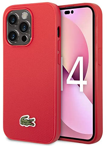 CG MOBILE Lacoste Hartschalen-Hülle, ikonisches Petit Piqué, PU-gewebtes Logo, Estragon, kompatibel mit iPhone 14 Pro 6,1 Zoll, leicht, Anti-Fall, Stoßstangenschutz, vollständiger Schutz, klassisch -