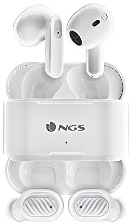 NGS ARTICA DUO WHITE - Due Paia di Cuffie Wireless Compatibili con Tecnologia True Wireless Stereo e Bluetooth 5.1, Touch Control, Batteria 30h, Colore Bianco