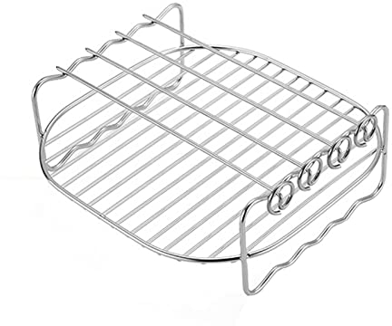 Rejilla para aire doble capa, rejilla para asar acero inoxidable, rejilla para vapor, parrilla para aire, rejilla para cocinar multiusos